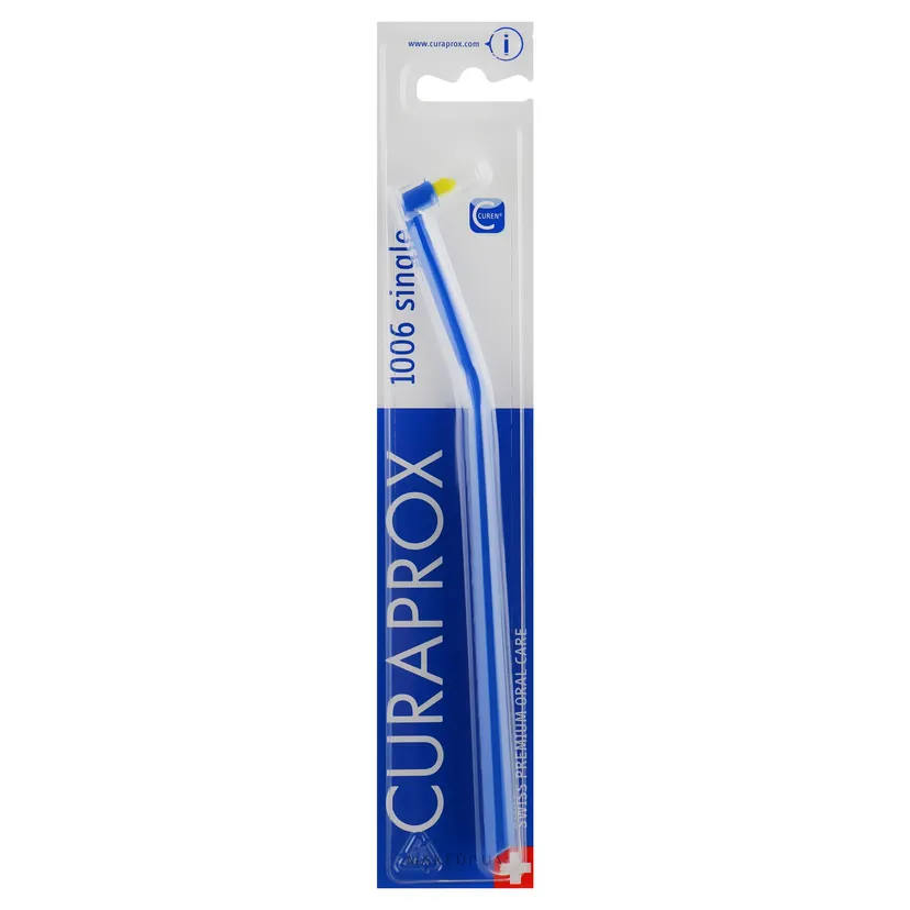Монопучкова щітка Curaprox CS 1009 Single &amp; Sulcular, 9 мм (Синя із Салатовою серединою)