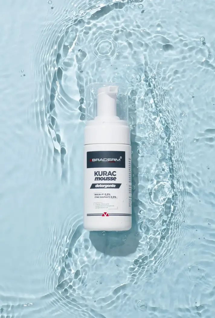 Ніжна пінка для вмивання з пребіотиками Braderm - Kurac Mousse 100 мл — Фото 4
